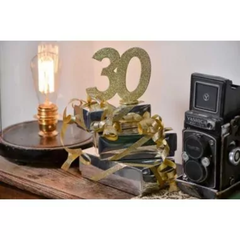 [SAN4753/30] Table Centrepiece 30 Years Gold Glitter