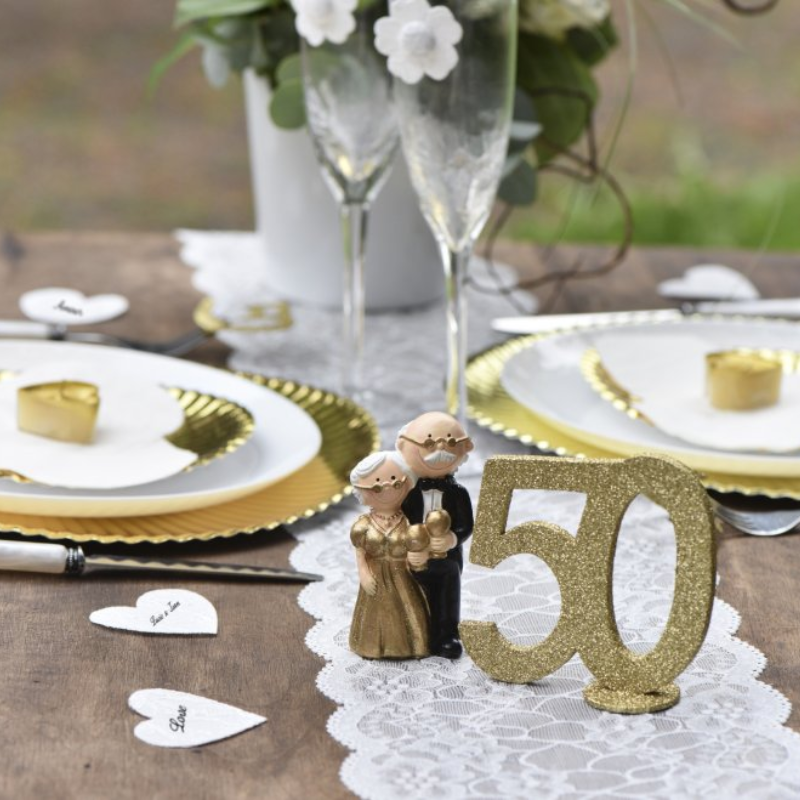 [SAN4753/50] 50th Birthday Table Centrepiece, Gold Glitter