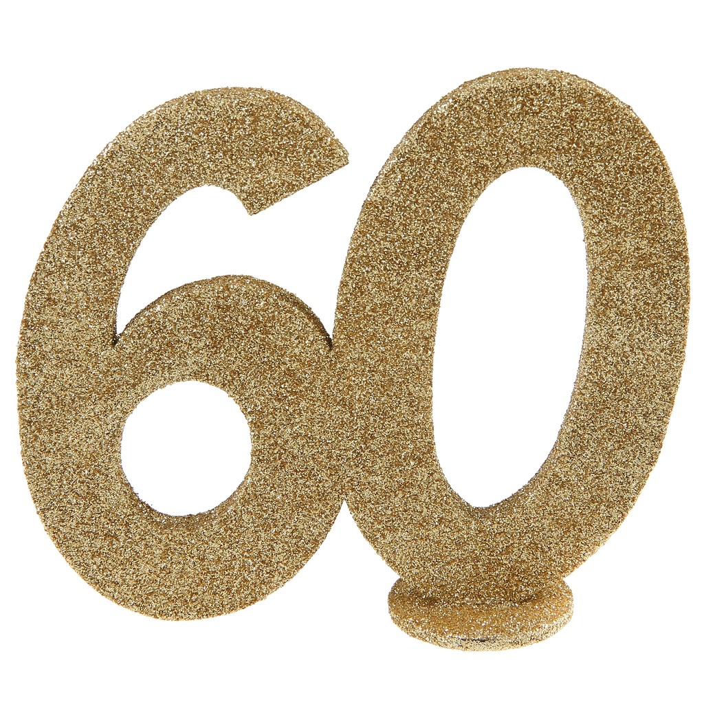 60th Birthday Table Centrepiece Gold Glitter