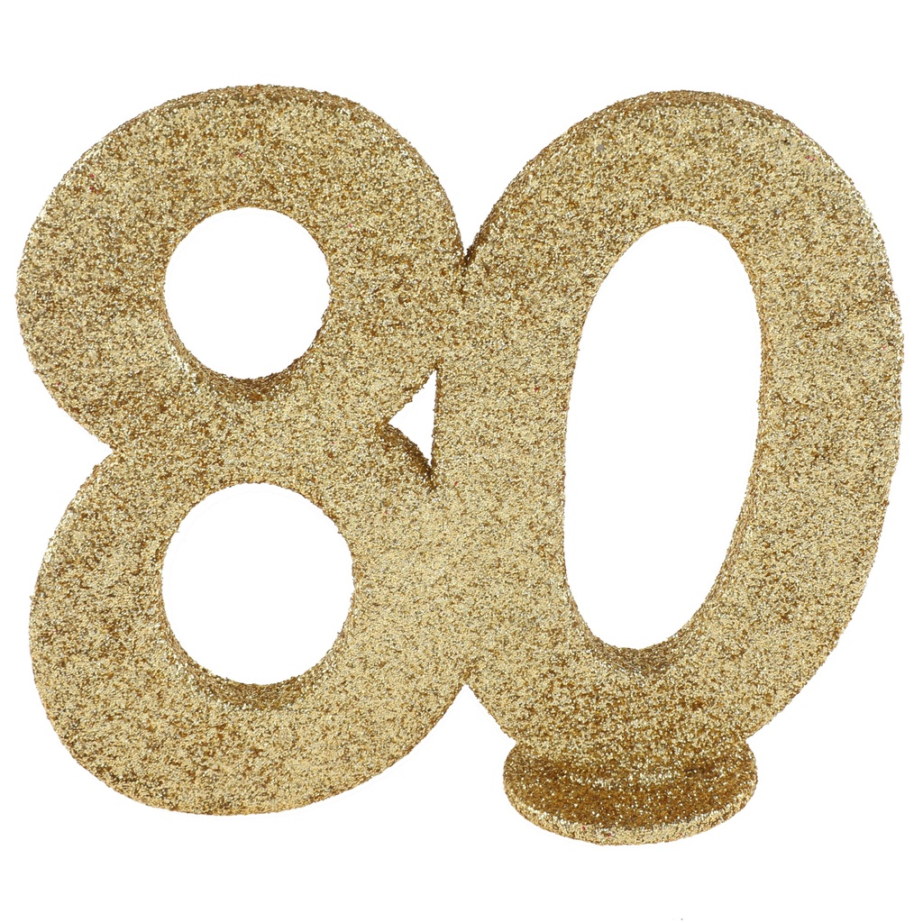 Centre de table 80 ans paillettes or