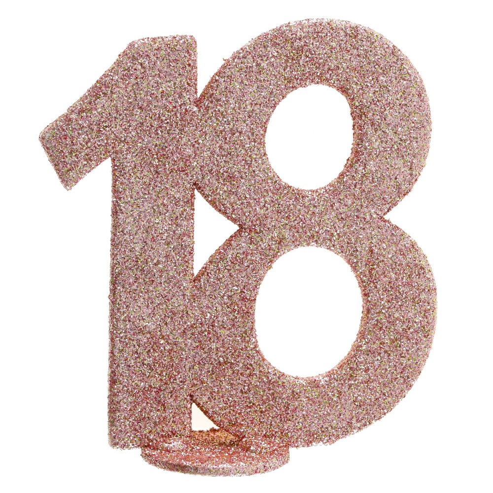 [SAN6915/18] Table Centrepiece 18 Years Rose Gold Glitter