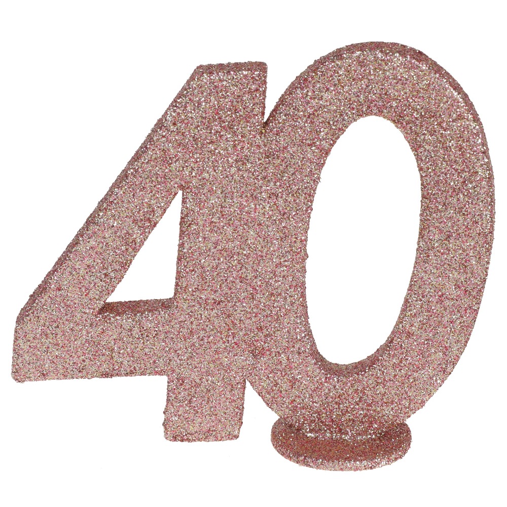 [SAN6915/40] 40th Birthday Table Centrepiece Rose Gold Glitter