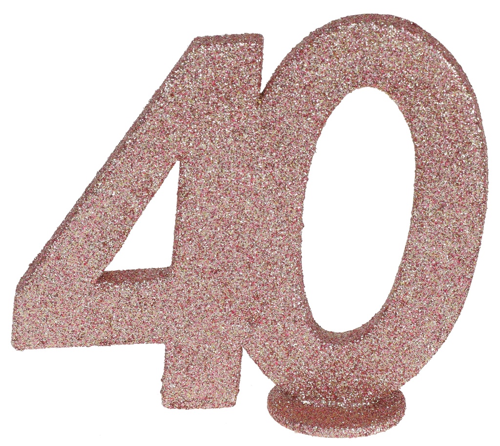 Centre de table 40 ans paillettes rose gold