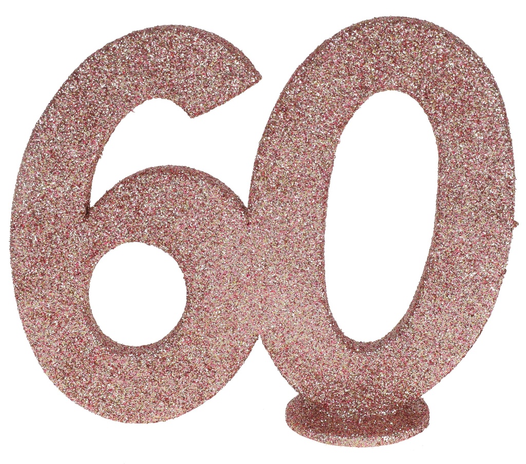 Centre de table 60 ans paillettes rose gold