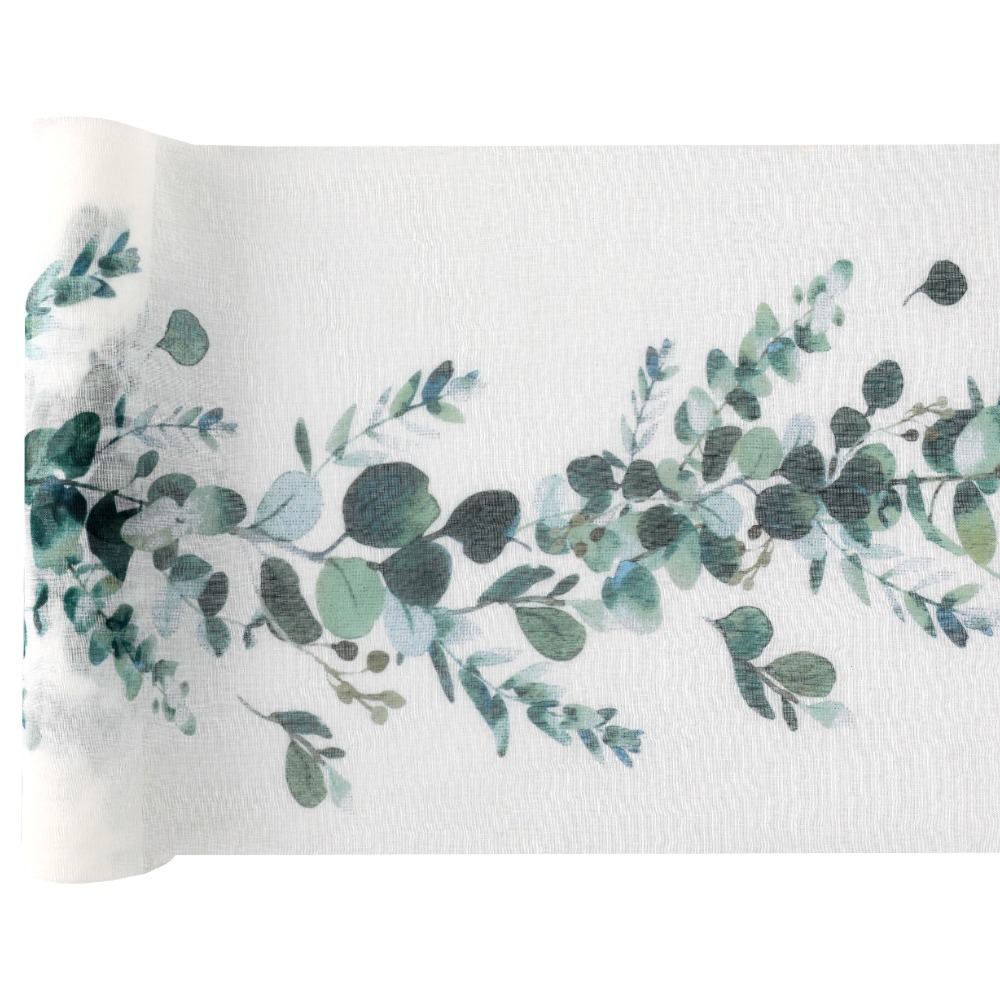 Chemin de table bucolique feuillage vert (3 m)