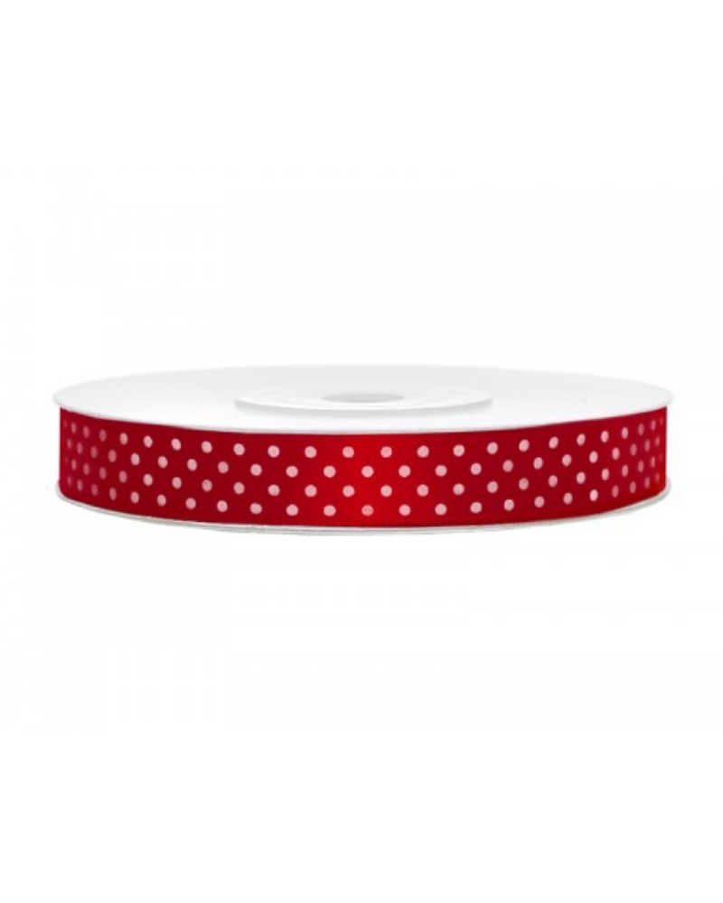 [PARTSK12] Ruban en satin rouge à pois blanc