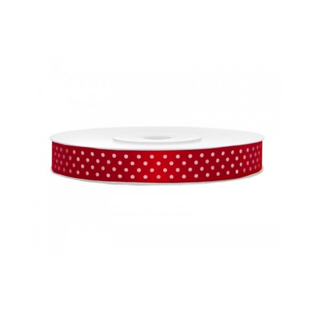 [PARTSK12] Ruban en satin rouge à pois blanc