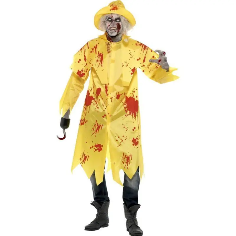 Costume Zombie Souwester Ensanglanté (ciré jaune, chapeau) T.M