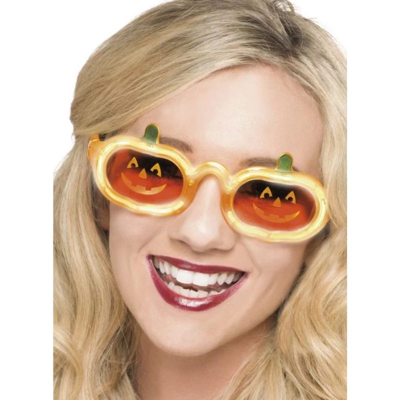 [SMI24824] Pumpkin Light Up Specs, Orange, on Display Card