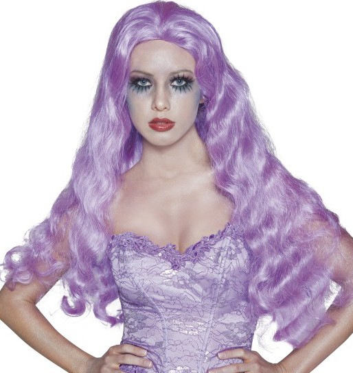 [SMI34208] Gothic Manor Bride Wig, Purple, Long, Wavy, in Display Box
