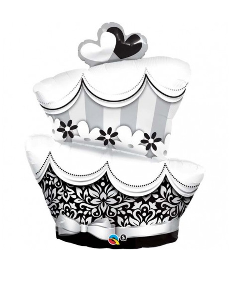 Ballon gâteau de mariage noir et blanc 104 cm