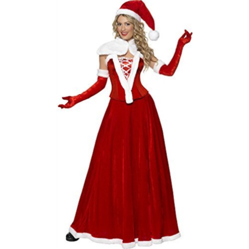 Deluxe Weihnachtsfrau-Kostüm für Damen - S