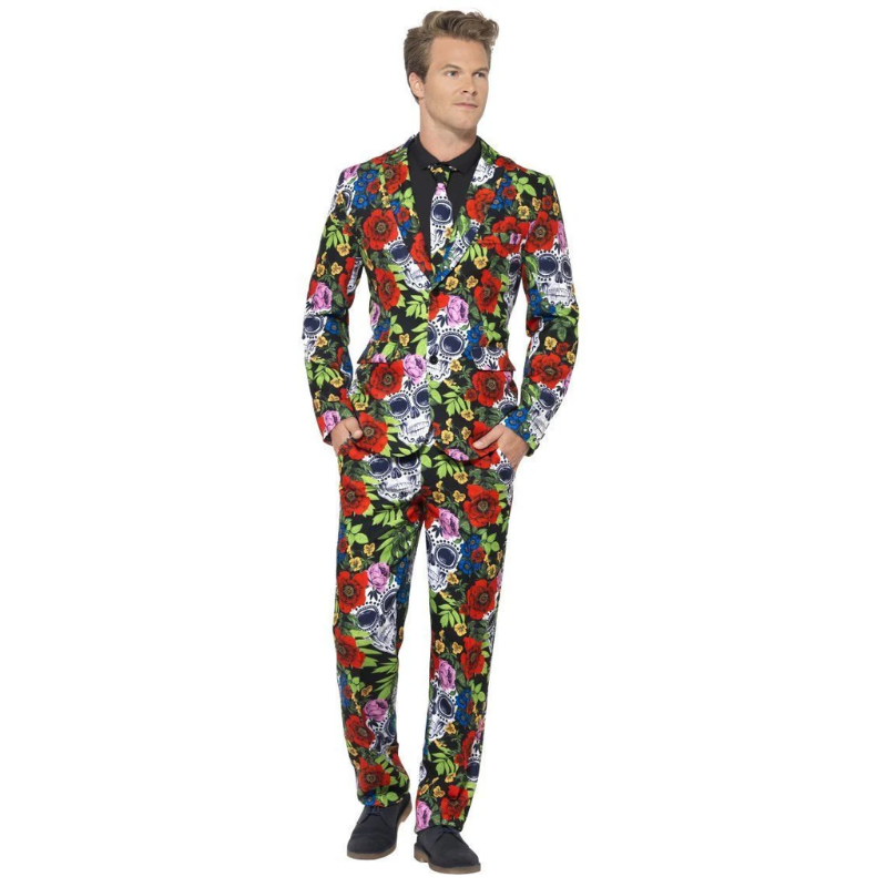[SMI41589XL] Men's Day of the Dead 3-Piece Suit Costume, Size XL
