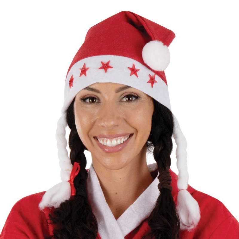 Bonnet Mère Noël lumineux pour femme