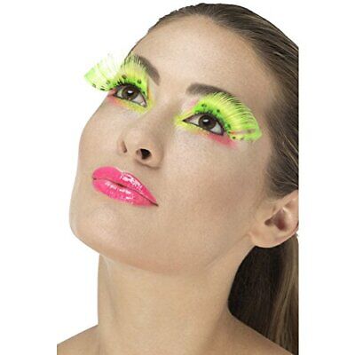 Faux-cils XL néon vert et pois noirs (avec colle)