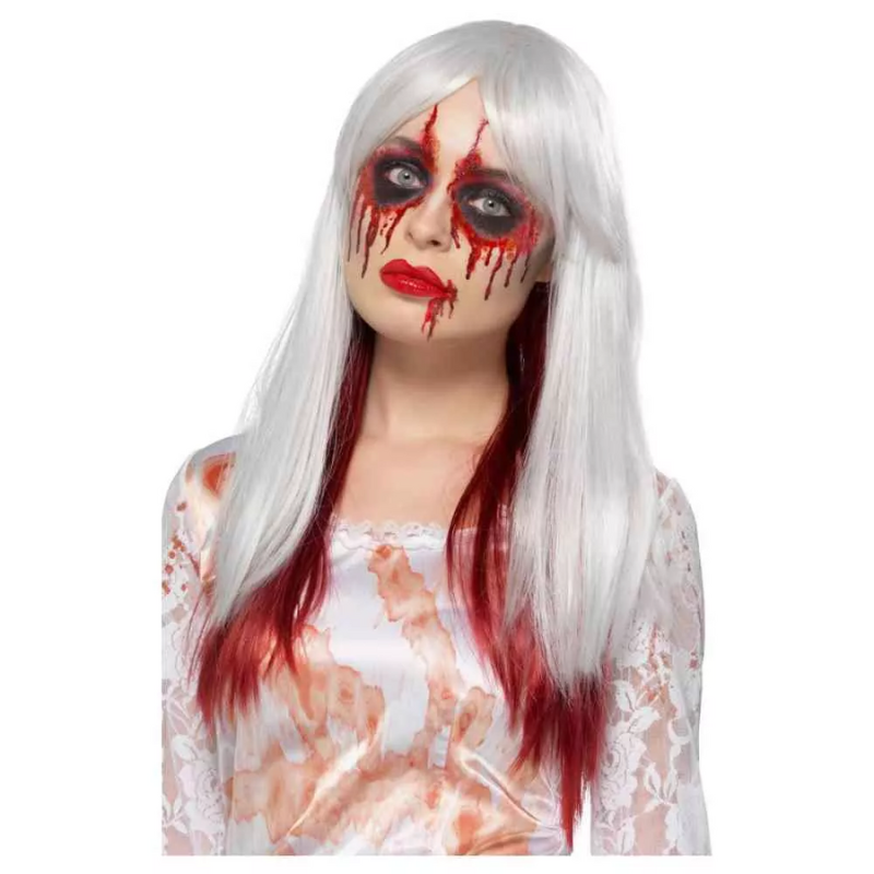 [SMI49118] White Wig with Bloody Streaks
