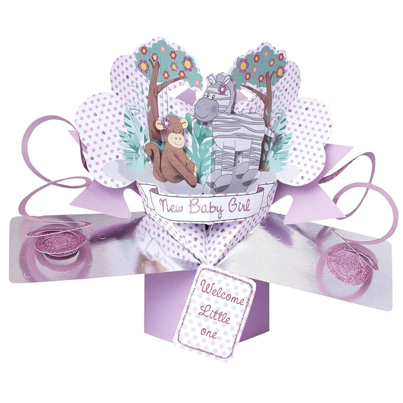 Carte de naissance 3D "New Baby Girl"