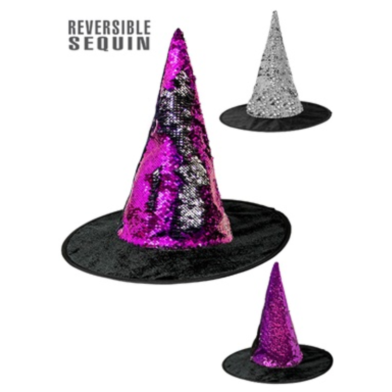 [WID00259] Hexenhut mit Wendepailletten, Lila/Silber