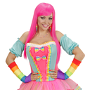 Fingerlose Handschuhe Regenbogen aus Satin