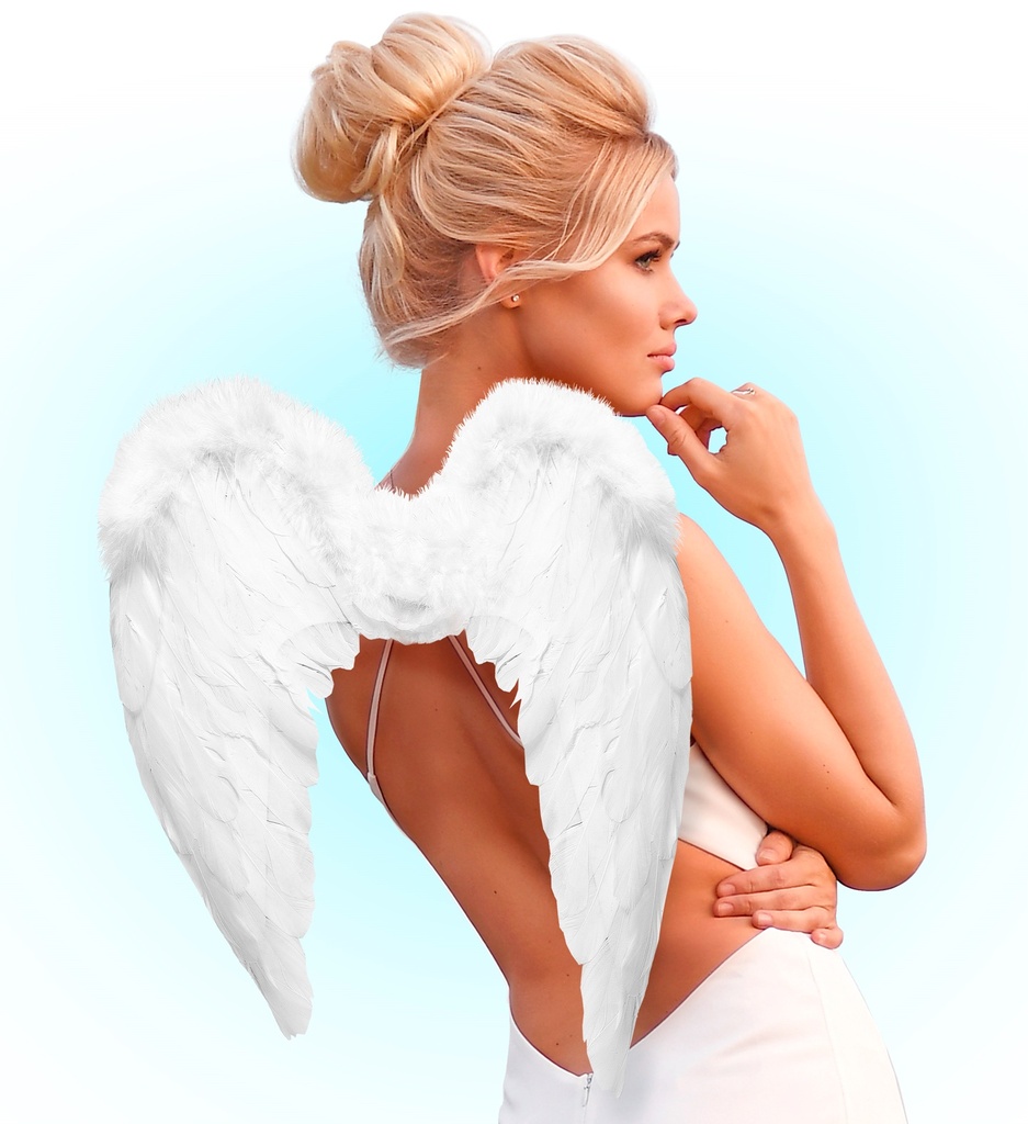 [WID01037] Wings in feathers white 40 x 50 cm