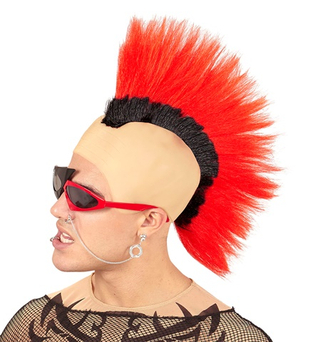 [WID02106] Coiffe crête punk rouge