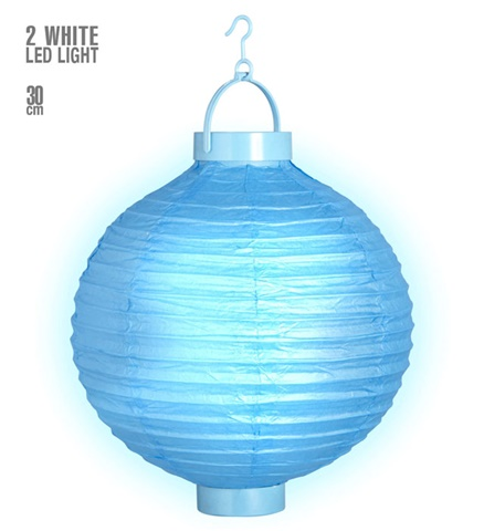 [WID02479] Leuchtende türkise Laterne mit 2 weißen LEDs 30 cm