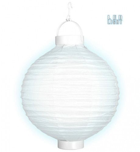 [WID02480] Leuchtende Laterne Weiß mit 2 weißen LEDs 30cm