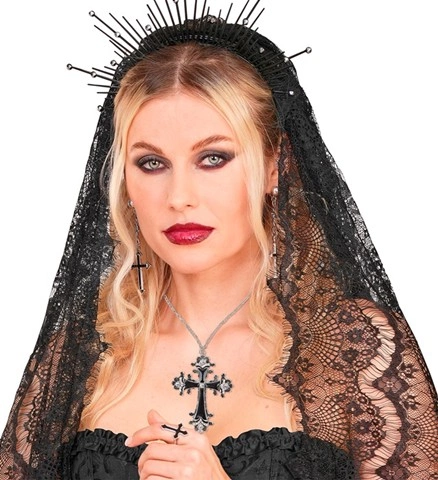 [WID03515] Vampire necklace with black rhinestone cross