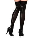Chaussettes hautes noires dessin fermeture éclair - Taille Unique