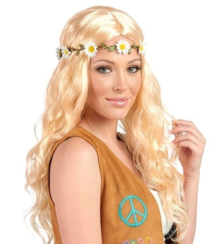 [WID04658] Blonde Perücke mit Gänseblümchen-Stirnband