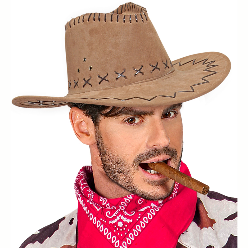 [WID0617X] Hut Cow-boy braun aus Wildlederoptik