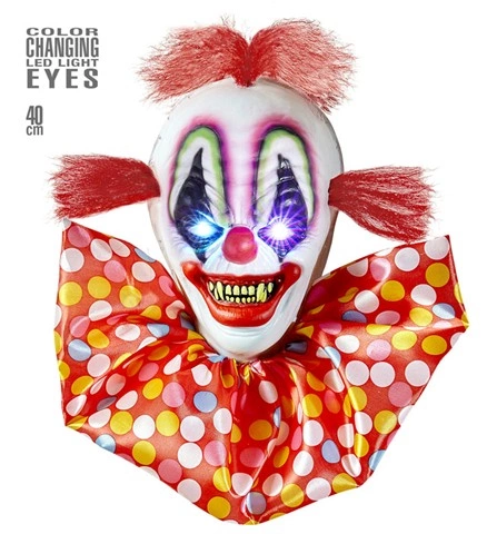 [WID07106] Hanging Horror Clown Head with Light-up Eyes
