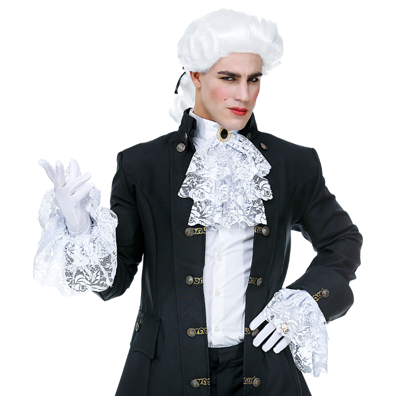 Set Jabot et Poignets en Dentelle Blanche