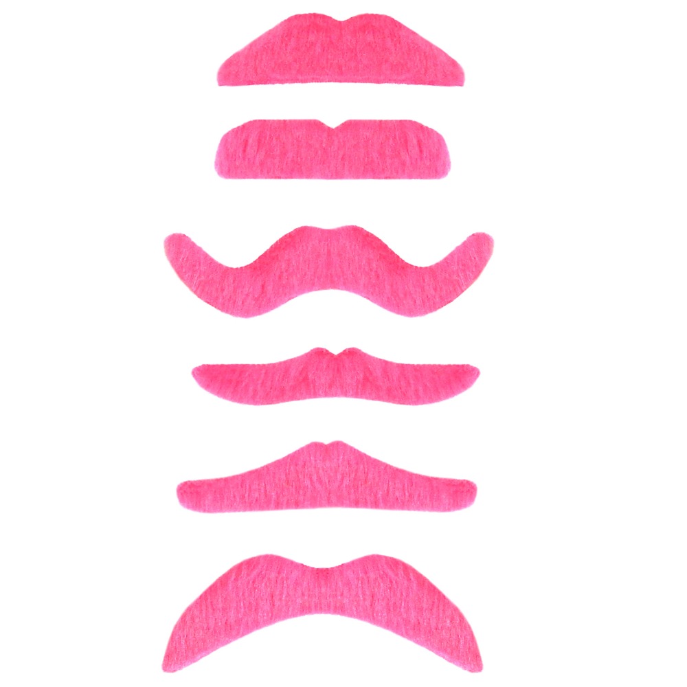 [WID08222] Selbstklebender Schnurrbart Neonpink - 6 sortierte Modelle