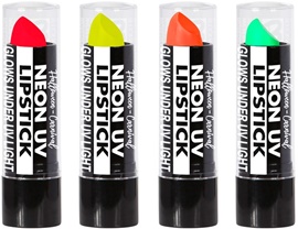 Rouge à lèvres néon UV - 4 couleurs assorties