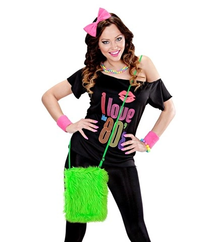 [WID09819] Sac à main en peluche vert fluo