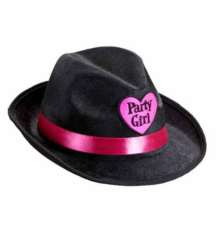 [WID1145N] Schwarzer Samthut "Party Girl"