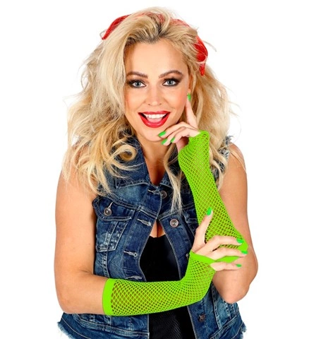 [WID14765] Gants résille vert fluo 33 cm
