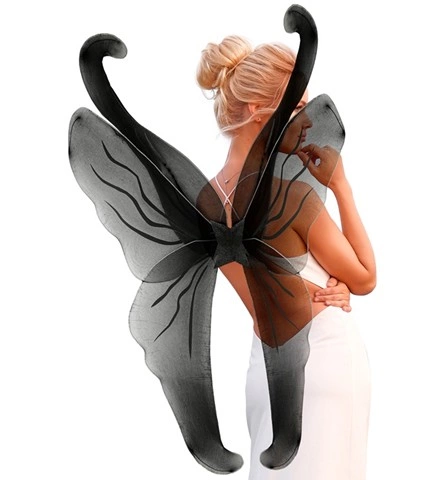 [WID1576B] Black Glitter Wings 95 x 110 cm