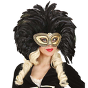 Masque vénitien doré avec strass et plumes