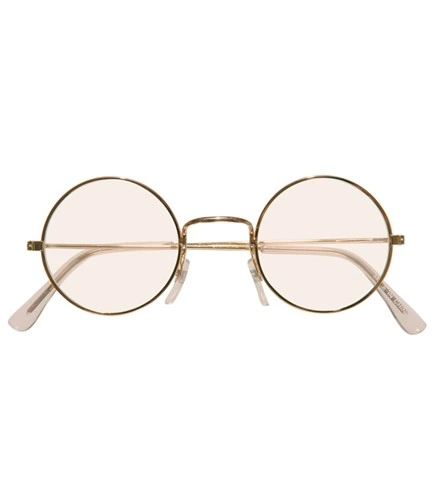 [WID1840R] Gold round-frame glasses