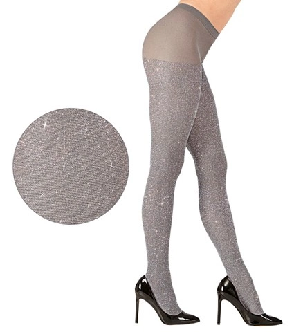 [WID2085A] Silberne Glitzer-Strumpfhose für Damen
