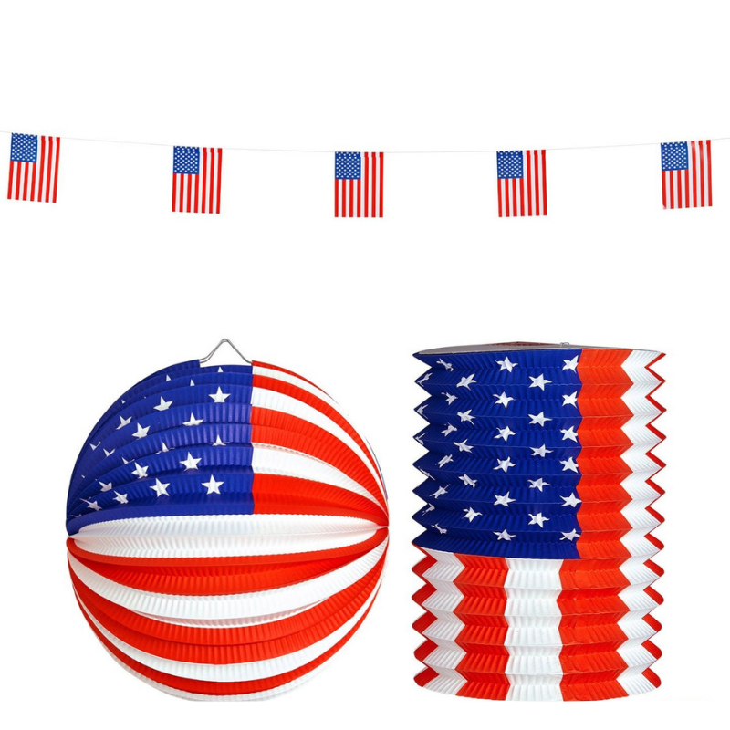 Set de "guirlande de drapeaux et lanternes" - USA