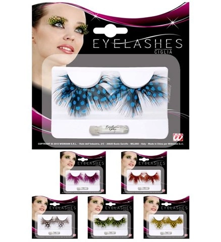 [WID2576I] Feather false eyelashes with glue - 6 assorted colours