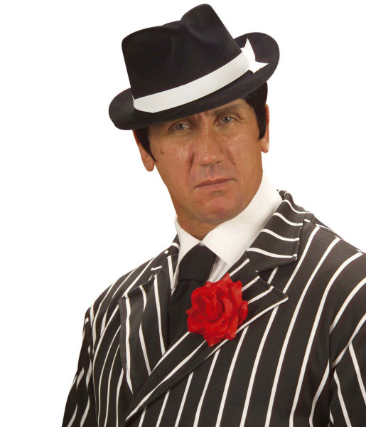 Chapeau Noir de Gangster Floque PVC
