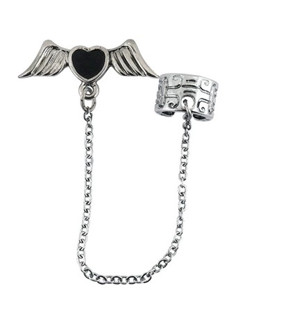 [WID2945H] Gothic-Ohrringe schwarzes Herz mit Flügeln