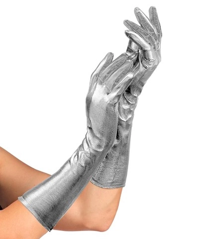 [WID34241] Lange Handschuhe silber metallic 40 cm