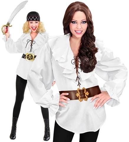 [WID4181B] Women's white Renaissance-style pirate shirt