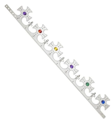 [WID45502] Silver Plastic King's Crown with Stones