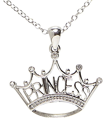 [WID46759] Silver "Princess" crown necklace